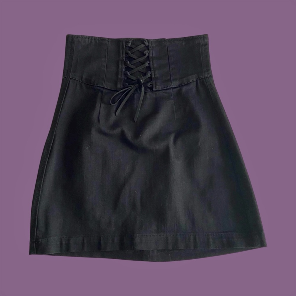 Express Black Lace-Up Mini Skirt